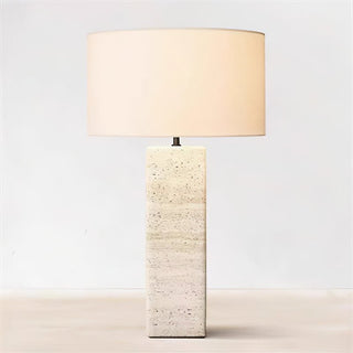 Travertine Column Table Lamp-Neutral Decor