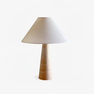 Travertine Column Table Lamp-Neutral Decor