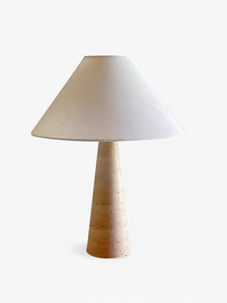 Travertine Column Table Lamp-Neutral Decor
