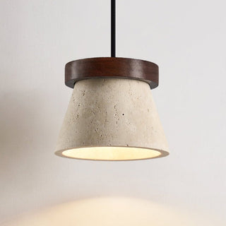Travertine Cone Ring Pendant Light-Neutral Decor