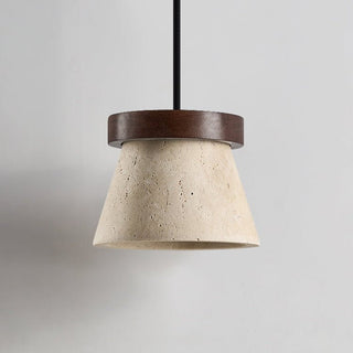Travertine Cone Ring Pendant Light-Neutral Decor
