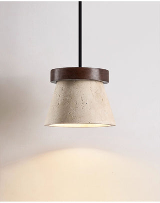 Travertine Cone Ring Pendant Light-Neutral Decor
