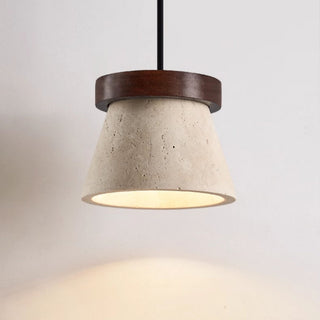 Travertine Cone Ring Pendant Light-Neutral Decor