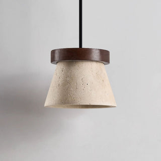 Travertine Cone Ring Pendant Light-Neutral Decor