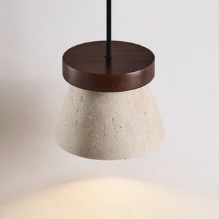 Travertine Cone Ring Pendant Light-Neutral Decor