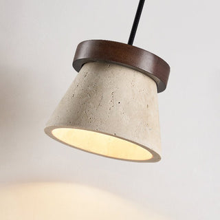 Travertine Cone Ring Pendant Light-Neutral Decor
