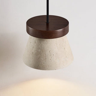 Travertine Cone Ring Pendant Light-Neutral Decor