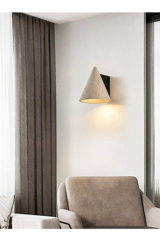 Travertine Cone Wall Sconce-Neutral Decor