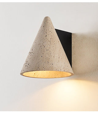 Travertine Cone Wall Sconce-Neutral Decor