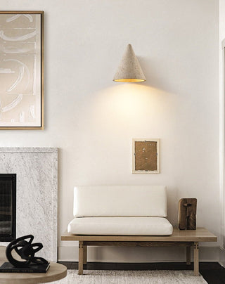 Travertine Cone Wall Sconce-Neutral Decor