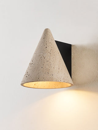 Travertine Cone Wall Sconce-Neutral Decor