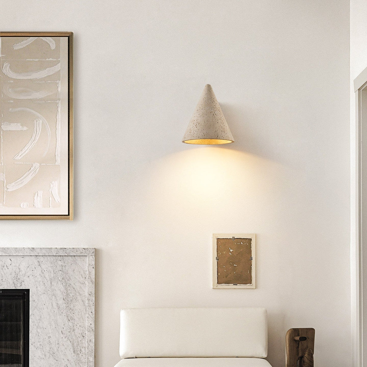 Travertine Cone Wall Sconce-Neutral Decor