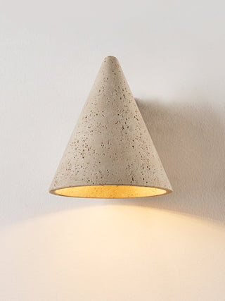 Travertine Cone Wall Sconce-Neutral Decor