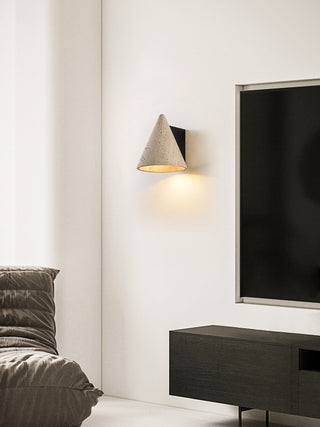 Travertine Cone Wall Sconce-Neutral Decor