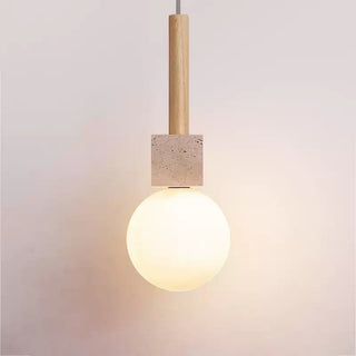 Travertine Cube Globe Pendant Light-Neutral Decor