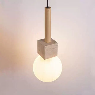 Travertine Cube Globe Pendant Light-Neutral Decor