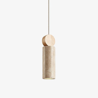 Travertine Cylinder Disc Pendant Light-Neutral Decor
