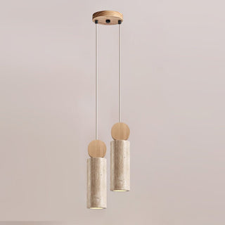 Travertine Cylinder Disc Pendant Light-Neutral Decor
