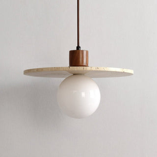 Travertine Disk Globe Pendant Light-Neutral Decor