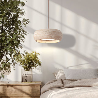 Eurvaran Moderne Minimaliste Tambour Travertin Lumière Pendentif