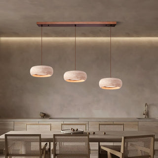 Eurvaran Moderne Minimaliste Tambour Travertin Lumière Pendentif