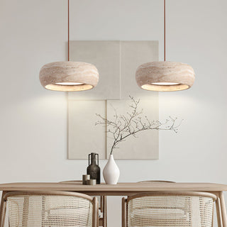 Eurvaran Moderne Minimaliste Tambour Travertin Lumière Pendentif