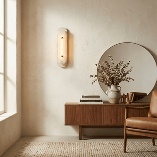 Travertine Pill Sconce-Neutral Decor