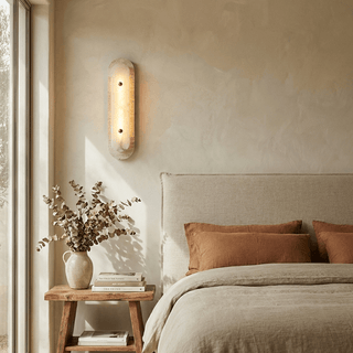 Travertine Pill Sconce-Neutral Decor