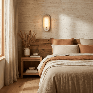 Travertine Pill Sconce-Neutral Decor