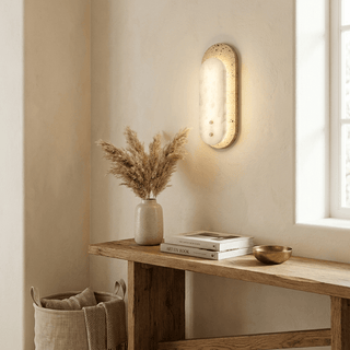 Travertine Pill Sconce-Neutral Decor