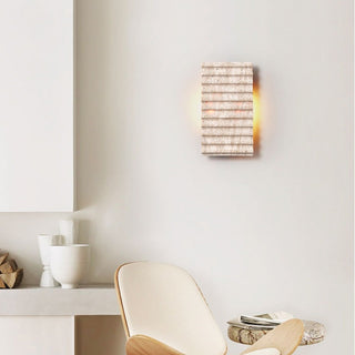 Travertine Ribbed Wall Sconce-Neutral Decor