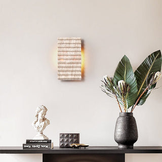 Travertine Ribbed Wall Sconce-Neutral Decor