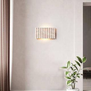 Travertine Ribbed Wall Sconce-Neutral Decor