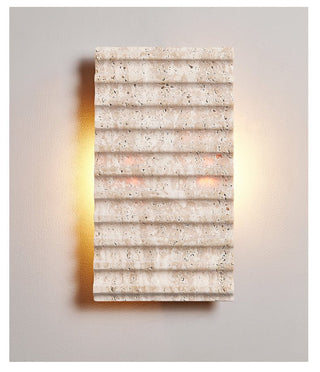 Travertine Ribbed Wall Sconce-Neutral Decor