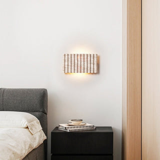 Travertine Ribbed Wall Sconce-Neutral Decor