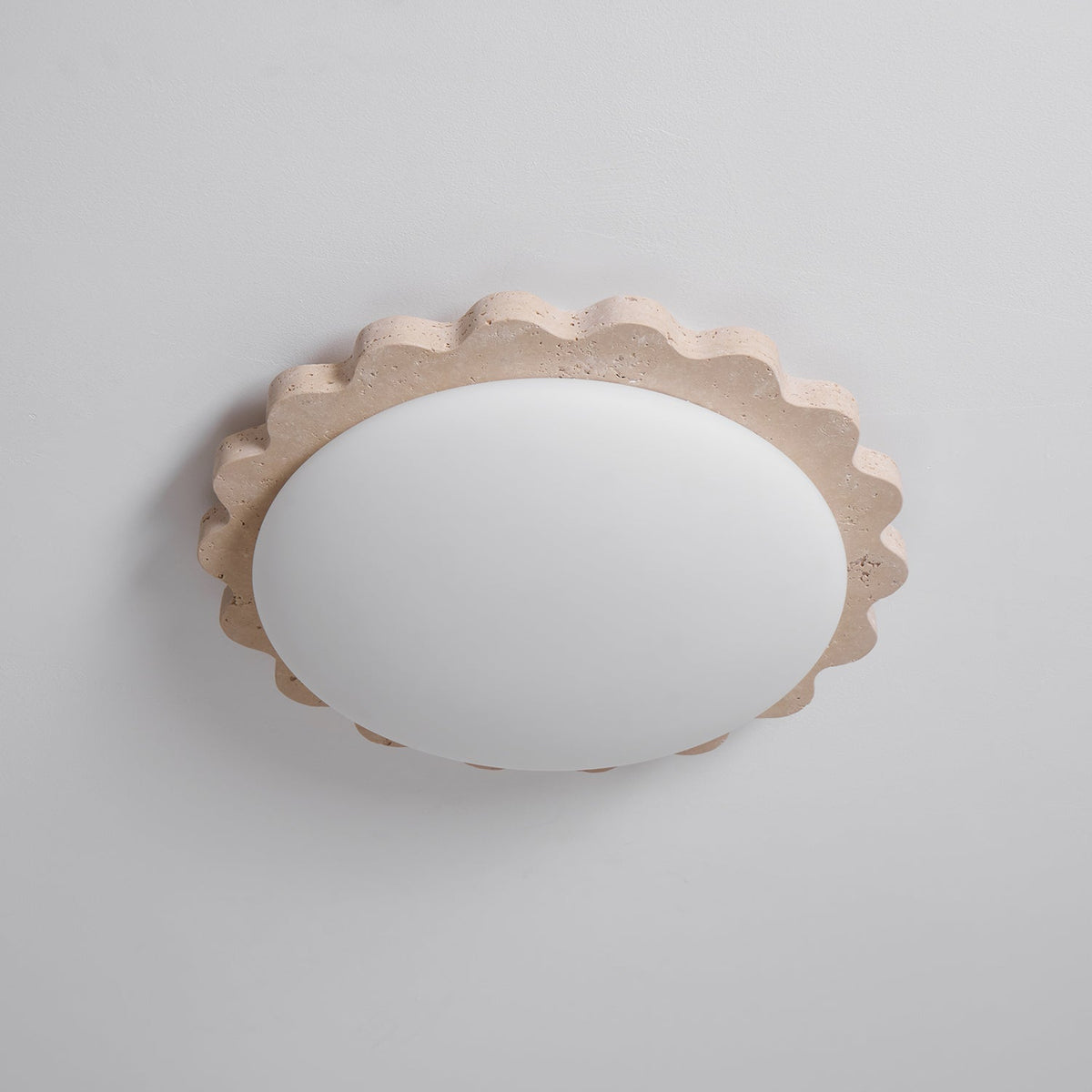 Travertine Scallop Edge Ceiling Light-Neutral Decor