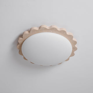 Travertine Scallop Edge Ceiling Light-Neutral Decor