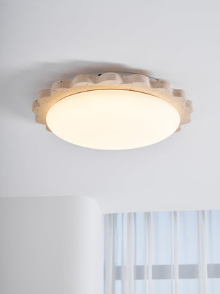 Travertine Scallop Edge Ceiling Light-Neutral Decor