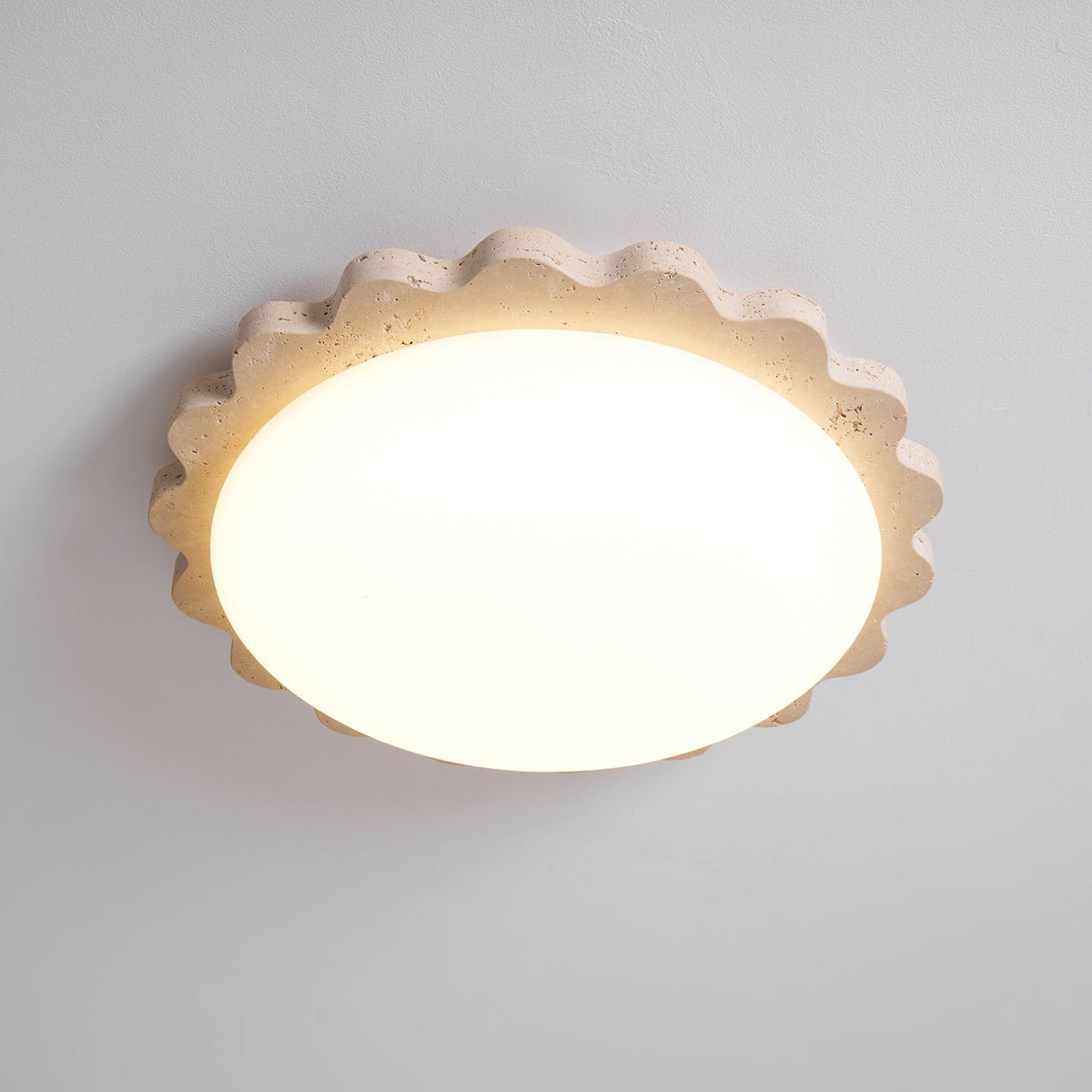 Travertine Scallop Edge Ceiling Light-Neutral Decor