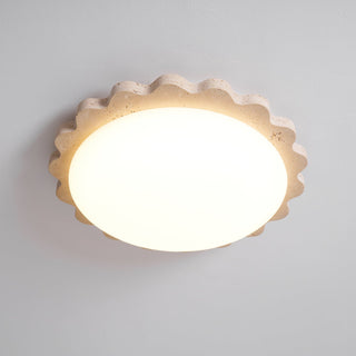 Travertine Scallop Edge Ceiling Light-Neutral Decor