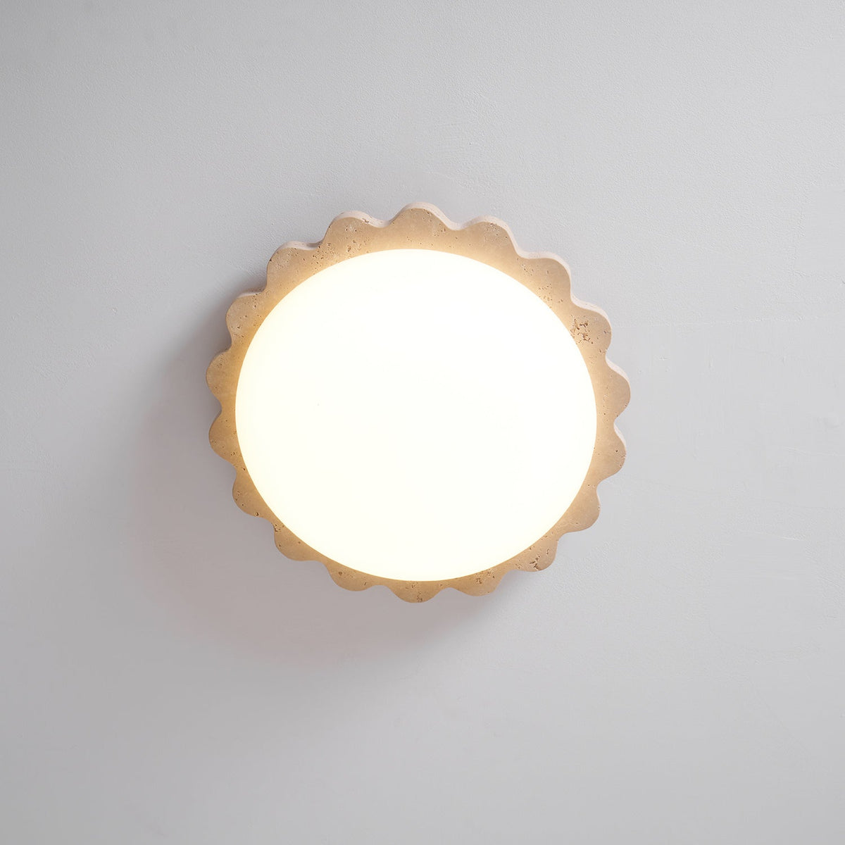 Travertine Scallop Edge Ceiling Light-Neutral Decor