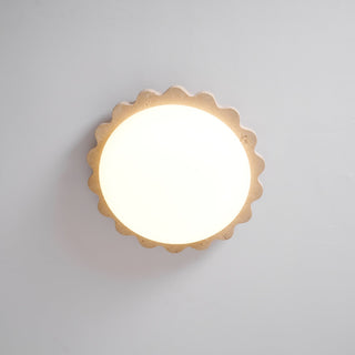 Travertine Scallop Edge Ceiling Light-Neutral Decor