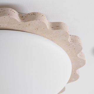 Travertine Scallop Edge Ceiling Light-Neutral Decor