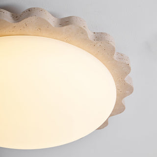 Travertine Scallop Edge Ceiling Light-Neutral Decor