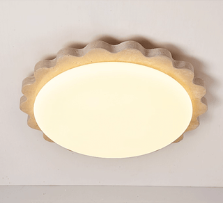 Travertine Scallop Edge Ceiling Light-Neutral Decor