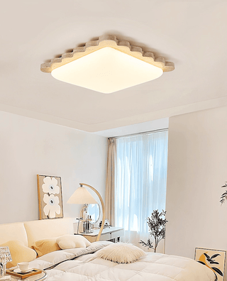 Travertine Scallop Edge Ceiling Light-Neutral Decor