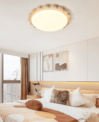 Travertine Scallop Edge Ceiling Light-Neutral Decor