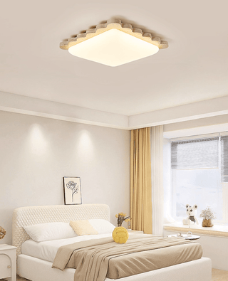 Travertine Scallop Edge Ceiling Light-Neutral Decor