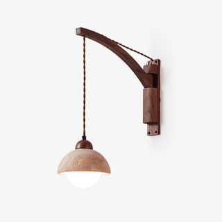 Travertine Swing Arm Wall Sconce-Neutral Decor