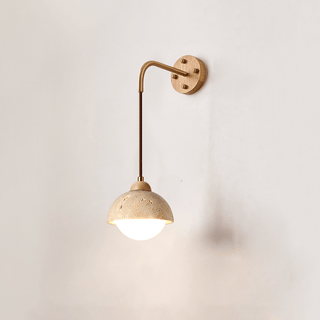 Travertine Swing Arm Wall Sconce-Neutral Decor